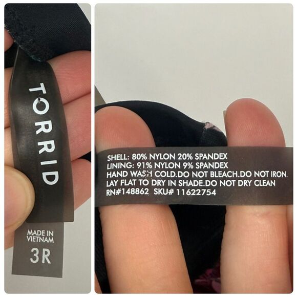 Torrid Floral Strappy Push Up Balconette Bikini Top in Black/Pink/White | 3R - Picture 7 of 8